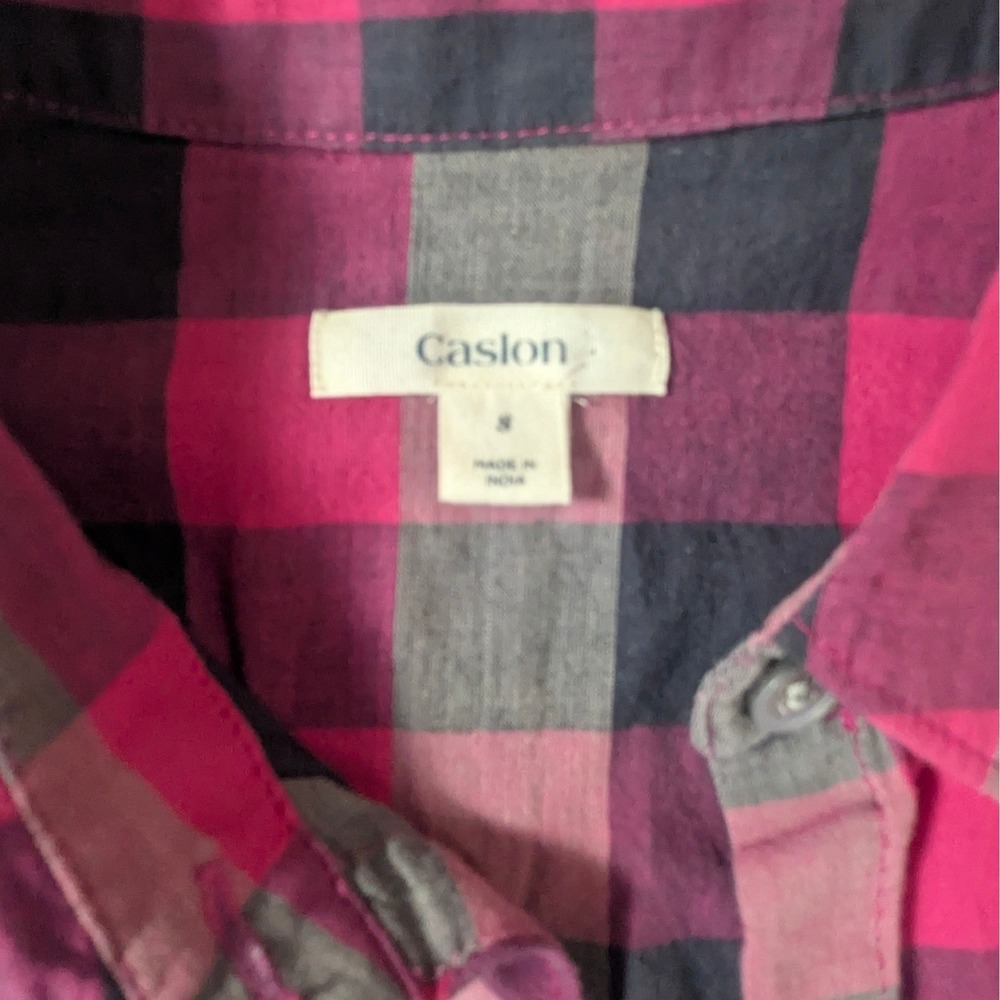 G.H. Bass & Co Women Pink Grey Buffalo Plaid Western Button Down Shirt Small - Picture 9 of 10